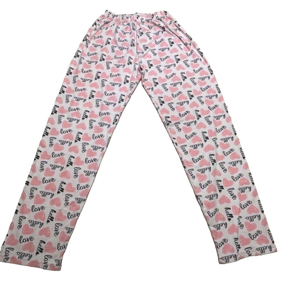 Melocoton Pyjamas "Hello Love" Pajama Bottoms; Pink/Grey; Size M; Exc.‎ cond.